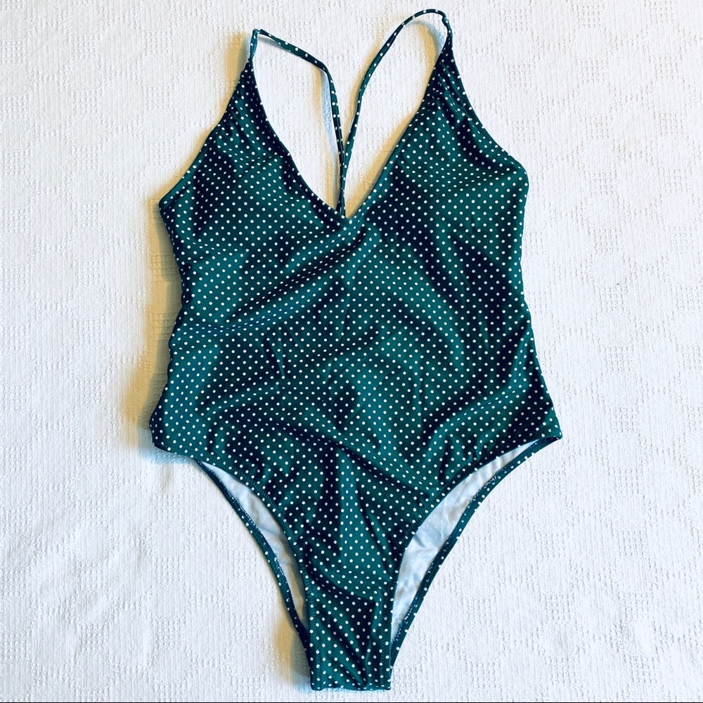 Zaful Polka Dot High Cut One Piece Swimsuit